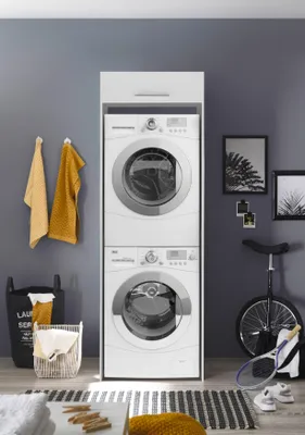 Produktbild von Waschmaschinenschrank Trockner Schrank für 2 Geräte 67 cm Weiß Clara Respekta