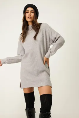Produktbild von Kleid mit halbem Rollkragen, Grey, XS