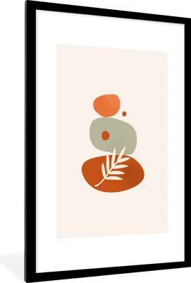 Produktbild von MuchoWow® Gerahmtes Poster Steine - Minimalismus - Sommer 60x90 cm - Poster mit Schwarzem Bilderrahmen Wandposter Rahmen Foto Bilder - Dekoration - Wandposter Wohnzimmer - Hochwertig