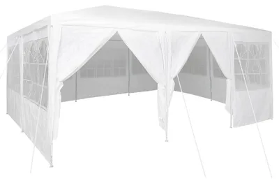 Obrázok produktu pre Partytent – Záhradný pavilón – Stan na oslavy – 6x4 m – Biely – 10 bočných stien – Vodotesný materiál PE – Robustná konštrukcia