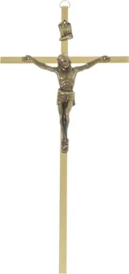 Produktbild von Messing, Gold Hängekreuz 14 x 30 cm