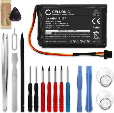Produktbild von CELLONIC 1x Akku für Navigation Kompatibel mit TomTom Go 600, Go 610, NAVIGATOR 6, AHA11111010 - (1100mAh, 3.7V) + Werkzeug-Set