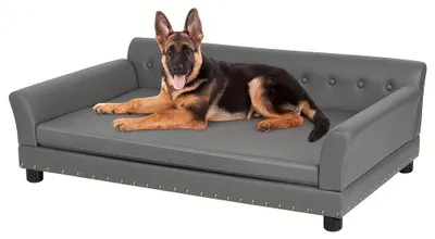 Imagen del producto de Banco para perros - Sillón para perros - Cama para perros - Modelo de lujo en gris - 120x74x40 cm - Funda desmontable y lavable