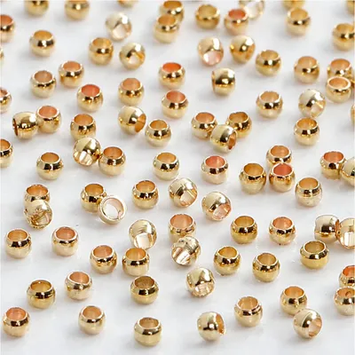 Produktbild von Quetschperlen, D: 2 mm, Vergoldet, 100Stck.