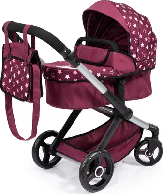 Produktbild von Bayer Design 17023AA Kombi-Puppenwagen Xeo mit Tasche, verstellbarer Griff, wandelbar als Jogger, schwenkbare Vorderräder, bordeaux