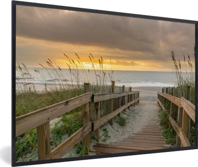 Produktbild von MuchoWow® MuchoWow® Gerahmtes Poster Strand - Meer - Düne - Weg 90x60 cm - Poster mit zchwarzem Bilderrahmen - Fotorahmen - Foto-Plakat