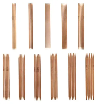 Stricknadel-Set, doppelspitz, Bambus, 11 Stück, 13 cm, verschiedene Größen