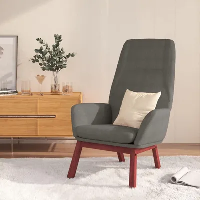 Produktbild von Hellgrauer Stoff-Relaxsessel mit Polsterung, Arm- und Rückenlehne, Metallgestell und Kautschukholz, 70 x 77 x 94 cm für Wohnzimmer, Leseecke, Gäste und Büro