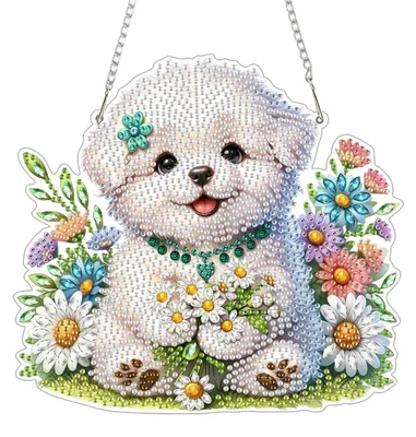 Productafbeelding van Diamantverfijning, raamdecoraties, hangers, honden, bloemen, dubbelzijdig, met ketting, acryl