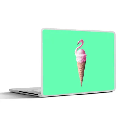 Produktbild von MuchoWow® Laptop Aufkleber Sticker Cover Eistüten - Eiscreme - Flamingo - Rosa - Grün 31x22.5 cm - Laptop-Deko