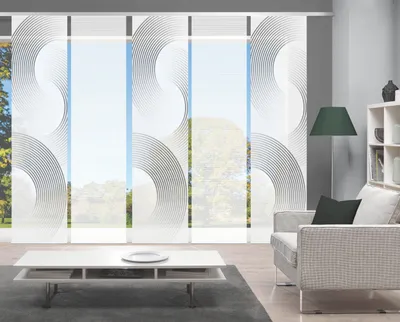 Produktbild von BEXON Schiebegardine, Halbkreismotiv, halbtransparent, 260x60 cm