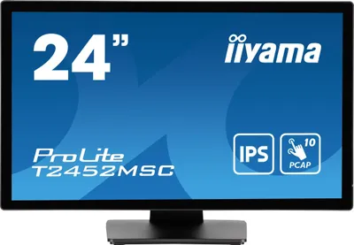 Produktbild von 24" Bonded PCAP 10P Touch, 1920x1080, IPS-panel, Flat Bezel Free Glass Front, HDMI, Displayport, 360cd/m2 (with touch), USB Hub 2x 3.0, Speakers, Built-in Webcam & Microphone