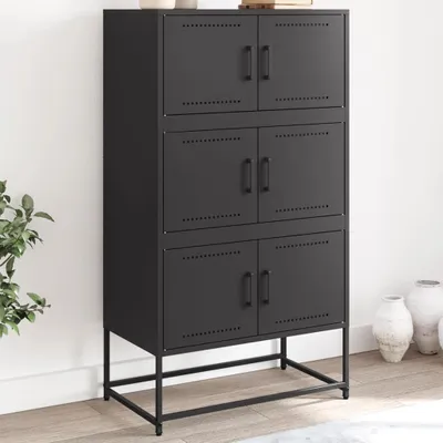 Obrázok produktu pre vidaXL Príborník čierny 68,5x38,5x123,5 cm oceľ