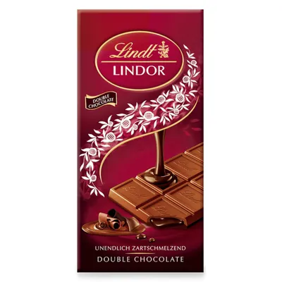 Produktbild von Lindt Lindor Double Chocolate Schokolade mit Schoko Füllung 100g