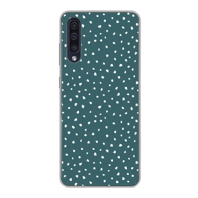 Produktbild von MuchoWow® Handyhülle Schutzhülle Hülle für Samsung Galaxy A30s Polka dots - Weiß - Grün Silikon Softcase Handy Hülle - Karteninhaber