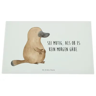 Produktbild von Mr. & Mrs. Panda schneidbrett Schnabeltier Mut - Weiß - Geschenk, Meer, mutig, Glasschneidebrett, Lebensweisheit, Schneidebrett Aus Glas, Motivation, Arbeit, Hackbrett
