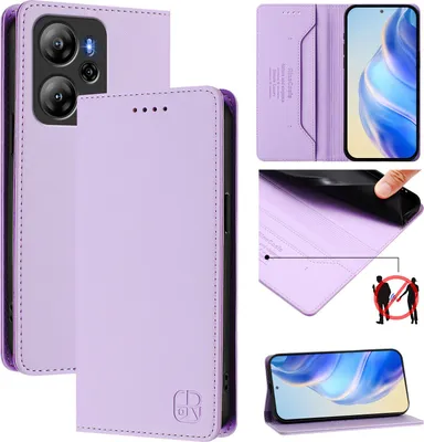 Immagine prodotto di Custodia in pelle per Blackview Oscal Tiger 13, custodia flip con slot per carte, portafoglio e supporto Viola