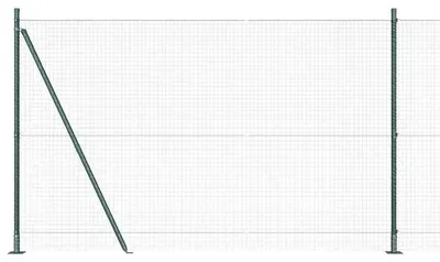 Productafbeelding van Tuinhekset - Kunststof hekpalen Ø 3,2 cm, 150 cm - 10 meter hek - UV-bestendig - Met gaas en 5 palen - Groen