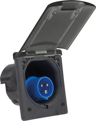 Produktbild von as-Schwabe Camping CEE-Einspeisungsstecker 230V 16A 3-polig Klappdeckel IP44 Grau