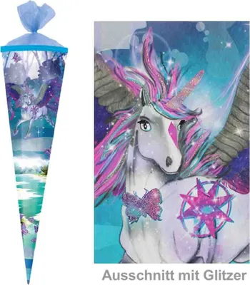 Produktbild von Herlitz Schultüte 85 cm veredelt Mädchen, Motiv:Magic Unicorn Glitzer