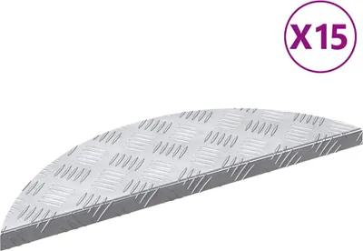 Immagine prodotto di vidaXL - 15 gradini per scala, 60 x 18 x 2,5 cm, argento, alluminio, a forma di mezzaluna