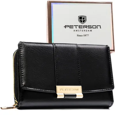 Obrázok produktu pre Peterson dámska peňaženka RFID z ekologickej kože čierna 14,5 cm