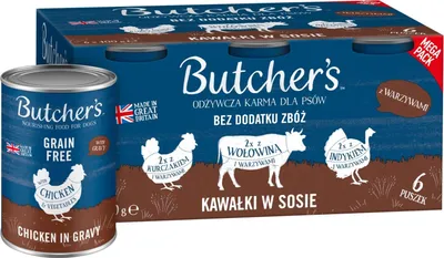 Produktbild von BUTCHER'S Original Mega pack mix with vegetables in gravy- nassfutter für Hunde - 6 x 400g