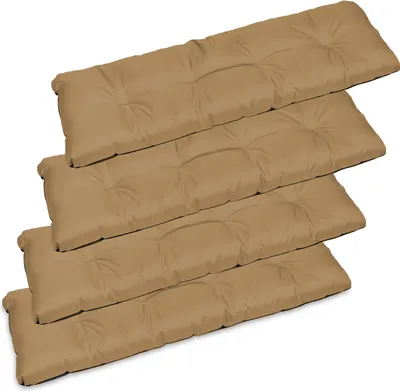 Produktbild von 4er Set Sitzkissen Bankkissen Bankauflage für Gartenbank - 120x38 cm - Outdoor und Indoor - Beige