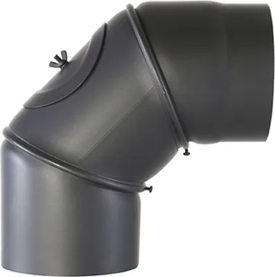 Produktbild von Ofenrohr Bogen 90° schwarz 2mm mit Tür 150mm Rauchrohr Knie