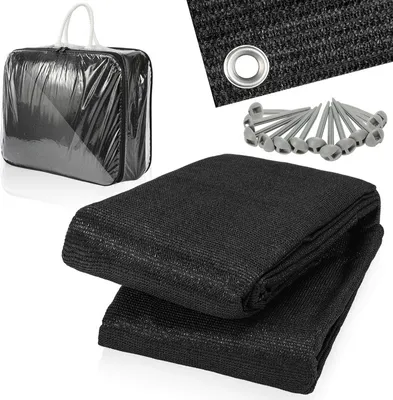 Image de Tapis d'auvent Hengda 300x300cm Tapis de tente en HDPE Outdoor Camping Tapis avec sac de transport Accessoires Noir
