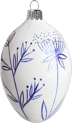 Obrázek produktu pro Porcelánově bílá kraslice s dekorem rostlinek