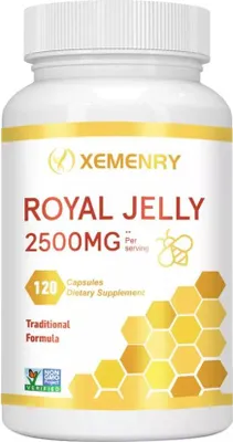 Produktbild von Royal Jelly 2500mg (120 Kapseln) Nahrungsergänzungsmittel, Immunsystem, Haut, Entzündung, Herz, Antioxidants