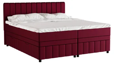 Produktbild von Boxspringbett Doppelbett 180x200, Rot, AVALON, mit Bettkästen, mit Matratze, mit Topper, Panda Möbel