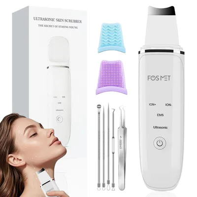Produktbild von Ultraschall Skin Scrubber,4 Modi,Face Spatula Mitesserentferner,Ultraschall Gesichtspeelinggerät–sanfte Reinigung & Porenpflege,porentiefen Reinigung