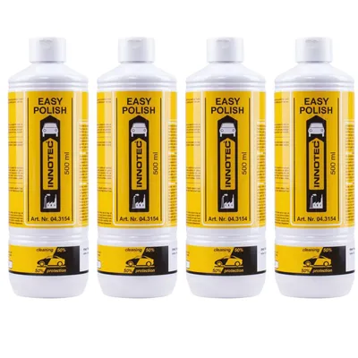 Immagine prodotto di 4 flaconi di INNOTEC Easy Polish da 500 ml – detergente per vernici e lucidante protettivo tutto in uno – rimuove sporco, graffi lievi, macchie d'acqua e impurità