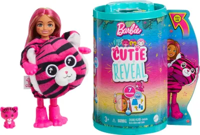 Produktbild von Barbie Cutie Reveal Chelsea Puppe im Tiger-Kostüm (Dschungel-Serie)