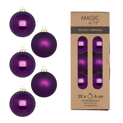 Produktbild von Weihnachtskugeln Glas 6cm 20 Stück - Purple Symphony
