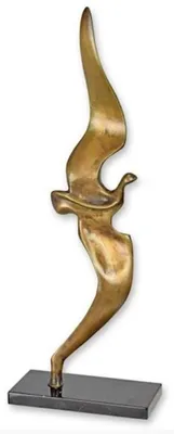 Produktbild von Casa Padrino Luxus Bronze Deko Skulptur Vogel Bronze / Schwarz 20 x 12,2 x H. 53,5 cm - Abstrakte Bronze Deko Figur mit Marmorsockel - Schreibtisch Deko - Deko Accessoires - Luxus Accessoires