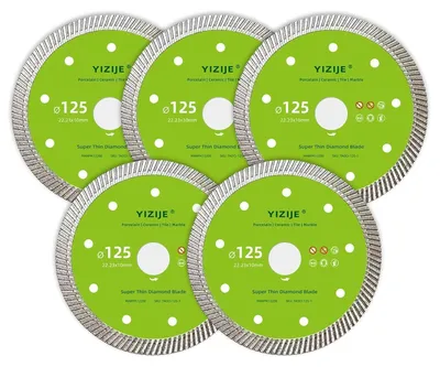 Obrázek produktu pro Diamantové řezací kotouče 125 mm, extra tenké, sada 5 kusů, určené pro řezání keramiky, dlaždic a mramoru