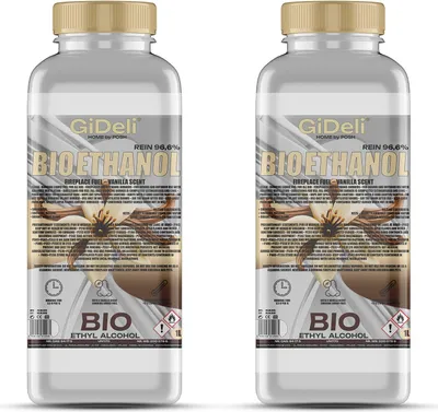 Produktbild von Bioethanol Vanilleduft 96,6% 2L für Kamin Universal Rauchfrei Rußfrei GiDeli
