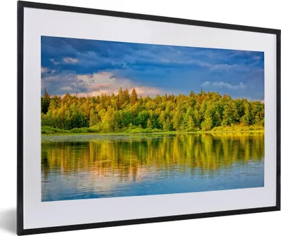 Produktbild von MuchoWow® Gerahmtes Poster Wasser - Natur - Wald 60x40 cm - Poster mit Schwarzem Bilderrahmen Wandposter Rahmen Foto Bilder - Schlafzimmer - Plakat in Rahmen - Drucken