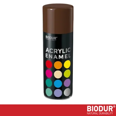 Productafbeelding van BIODUR Acrylverf - Chocoladebruin RAL 8017 – 400 ML – Spuitbus Hoogglans Lak – UV en Weerbestendig - Sneldrogende Spuitverf - Voor Binnen en Buiten