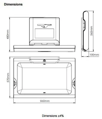Produktbild von Mediclinics Babywickeltisch - horizontal - Wandmontage - Edelstahl