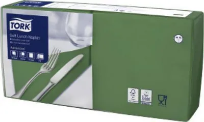 Produktbild von Tork Serviette 477413 33x33cm 3lg. 1/4 Falz dunkelgrün 150 St./Pack.