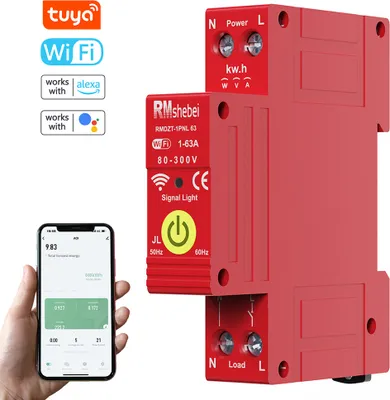 Produktbild von Tuya WiFi Leistungsschalter 1P Wiedereinschaltschalter  DIN-Schienenmontage Automatischer Wiedereinschaltschutz App-Steuerung Alexa Google Assistant