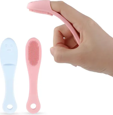 Produktbild von 2 Stück Silikon Hundezahnbürste Welpenzahnbürste Fingerzahnbürste Fingerlinge Hunde Katze Zahnpflege Effektive Zahnreinigung für Kleine Große Mittlere Hunde