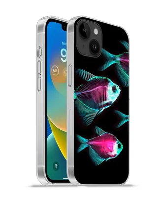 Produktbild von MuchoWow® Handyhülle Schutzhülle Hülle für Apple iPhone 14 Plus - Soft case Fisch - Lila - Blau Silikon Softcase Handy Hülle - Abbildung