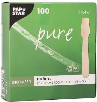 Produktbild von Papstar Eislöffel, Holz "pure" 9,4 cm, 10 x 100 Stück