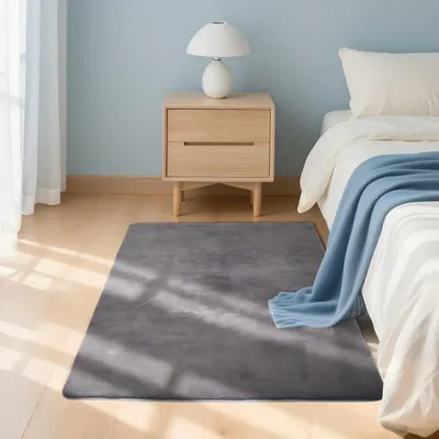 Zdjęcie produktu dla Ciemnoszary, puszysty dywanik 60 x 100 cm