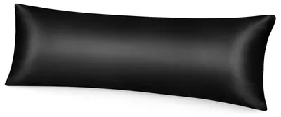 Produktbild von Hochwertiger Satin-Kissenbezug für Haar- und Hautpflege, seidenweich mit Reißverschluss, 1 Stück, schwarz, 40 x 145 cm